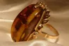 Russian USSR Soviet rose 14k 585 gold amber ring vrab015