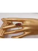 Radziecki 14k 585 złoty Rosyjski pierścionek z różowego złota z bursztynem  vrab016