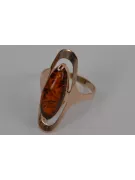 Radziecki 14k 585 złoty Rosyjski pierścionek z różowego złota z bursztynem  vrab016