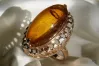 Russian USSR Soviet rose 14k 585 gold amber ring vrab022