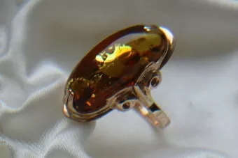 Vintage rose 14k 585 gold amber ring vrab024