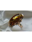 Russian rose Soviet pink USSR red 585 583 gold amber ring vrab024