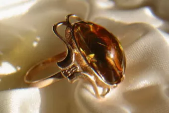 Vintage rose 14k 585 gold amber ring vrab026