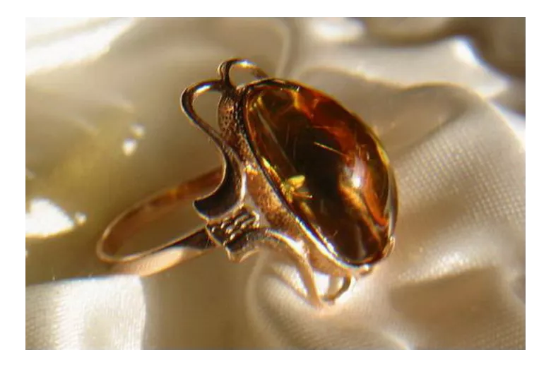 Руска роза Съветски розов СССР червен 585 583 златен кехлибарен пръстен vrab026