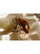 Руска роза Съветски розов СССР червен 585 583 златен кехлибарен пръстен vrab026