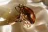 Russian USSR Soviet rose 14k 585 gold amber ring vrab026