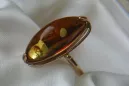 Russian rose Soviet pink USSR red 585 583 gold amber ring vrab027