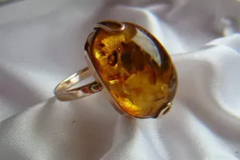 Vintage rose 14k 585 gold amber ring vrab030