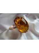 Radziecki 14k 585 złoty Rosyjski pierścionek z różowego złota z bursztynem  vrab030