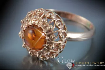 Vintage rose 14k 585 gold amber ring vrab036