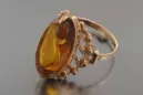 Russian rose Soviet pink USSR red 585 583 gold amber ring vrab037