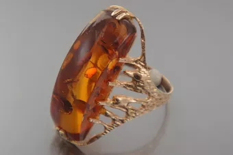 Vintage rose 14k 585 gold amber ring vrab038