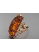 Russian rose Soviet pink USSR red 585 583 gold amber ring vrab038