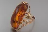 Russian USSR Soviet rose 14k 585 gold amber ring vrab038