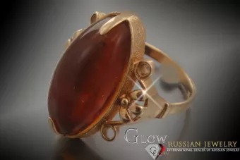 URSS rusa rosa soviética 14k 585 anillo ámbar de oro vrab039