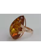 Russian rose Soviet pink USSR red 585 583 gold amber ring vrab040