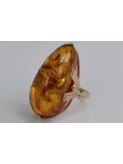 Radziecki 14k 585 złoty Rosyjski pierścionek z różowego złota z bursztynem  vrab040