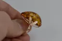 Radziecki 14k 585 złoty Rosyjski pierścionek z różowego złota z bursztynem  vrab040