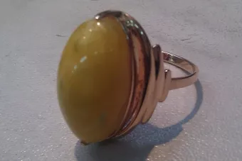Russian rose Soviet pink USSR red 585 583 gold amber ring vrab042