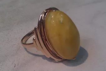 Russian rose Soviet pink USSR red 585 583 gold amber ring vrab042
