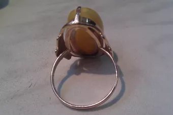 Russian rose Soviet pink USSR red 585 583 gold amber ring vrab042
