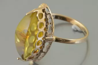 Soviet 14k 585 Zlatý Ruský Ruština s ružovým zlatom s Amber Vrab043