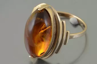 Vintage rose 14k 585 gold amber ring vrab045