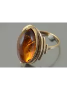 Radziecki 14k 585 złoty Rosyjski pierścionek z różowego złota z bursztynem  vrab045