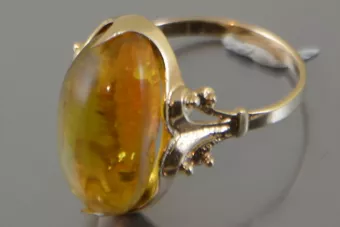 Руски СССР Съветски роза 14k 585 златен кехлибарен пръстен vrab046