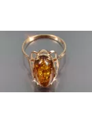 Radziecki 14k 585 złoty Rosyjski pierścionek z różowego złota z bursztynem  vrab048