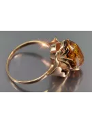 Radziecki 14k 585 złoty Rosyjski pierścionek z różowego złota z bursztynem  vrab048