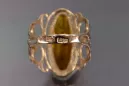 Radziecki 14k 585 złoty Rosyjski pierścionek z różowego złota z bursztynem  vrab053
