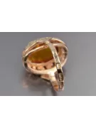 Radziecki 14k 585 złoty Rosyjski pierścionek z różowego złota z bursztynem  vrab054