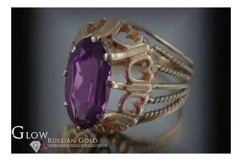Russian Soviet rose 14k 585 gold Alexandrite Ruby Emerald Sapphire Zircon ring  vrc008