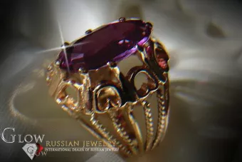 Russisch Sowjetrosa 14 Karat 585 Gold Alexandrit Rubin Smaragd Saphir Zirkon Ring vrc008