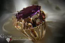 Ruso Soviet rosa 14k 585 oro Alejandrita Rubí Esmeralda Zafiro Zircón anillo vrc008