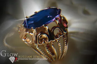 Russian Soviet rose 14k 585 gold Alexandrite Ruby Emerald Sapphire Zircon ring  vrc008