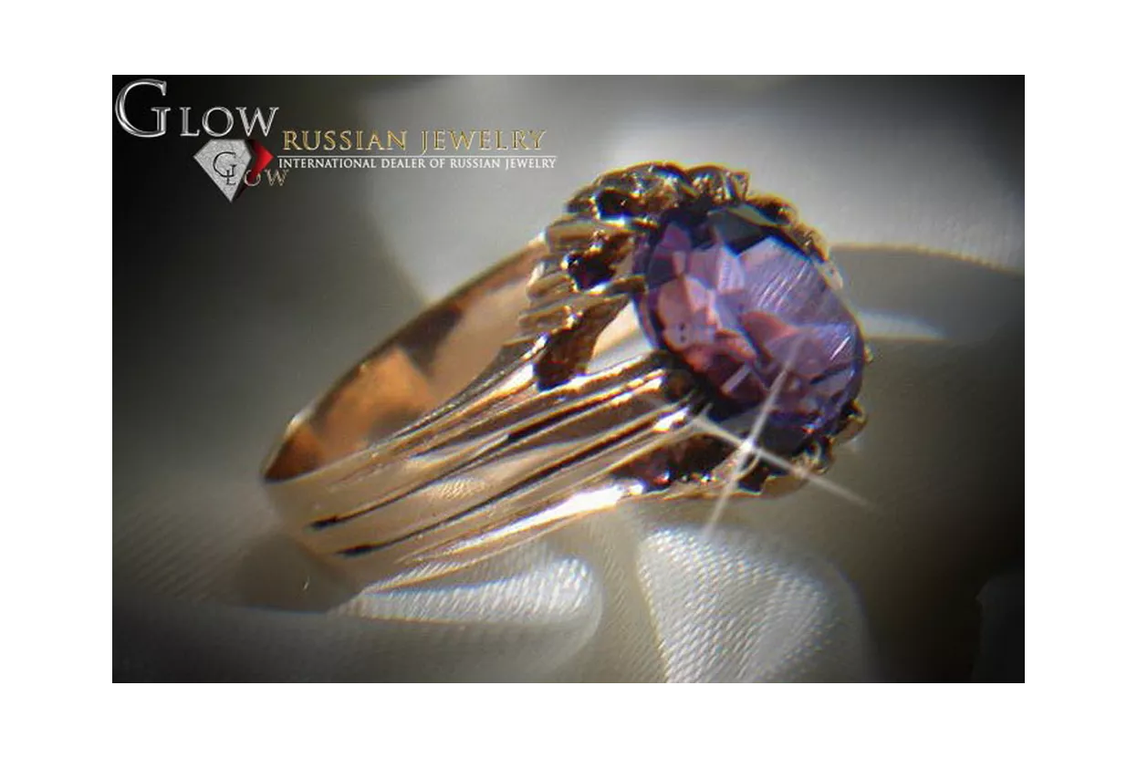Ruso Soviet rosa 14k 585 oro Alejandrita Rubí Esmeralda Zafiro Zircón anillo vrc013