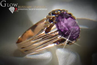 Sovietų 14k 585 aukso Rusijos rožinio aukso žiedas su Aleksandrinu Rubinu Sapiru Smaragdu Zirkonija vrc013