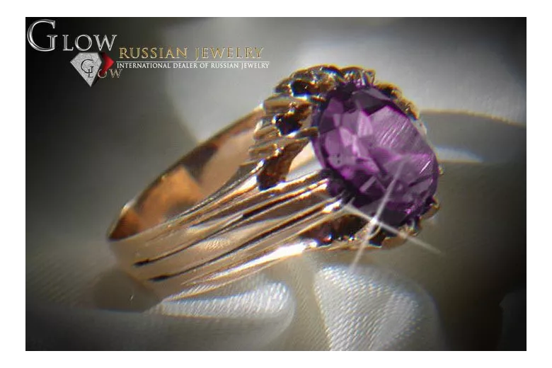 Ruso Soviet rosa 14k 585 oro Alejandrita Rubí Esmeralda Zafiro Zircón anillo vrc013