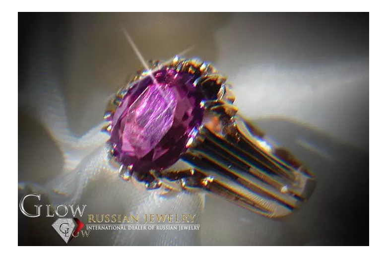 Ruso Soviet rosa 14k 585 oro Alejandrita Rubí Esmeralda Zafiro Zircón anillo vrc013