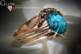 Sovietų 14k 585 aukso Rusijos rožinio aukso žiedas su Aleksandrinu Rubinu Sapiru Smaragdu Zirkonija vrc013