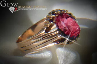Sovietų 14k 585 aukso Rusijos rožinio aukso žiedas su Aleksandrinu Rubinu Sapiru Smaragdu Zirkonija vrc013