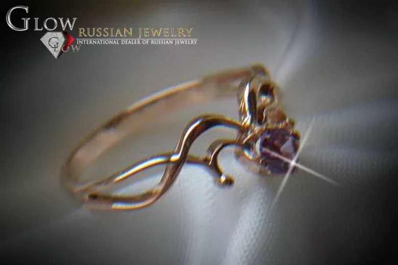 Russisch Sowjetrosa 14 Karat 585 Gold Alexandrit Rubin Smaragd Saphir Zirkon Ring vrc018