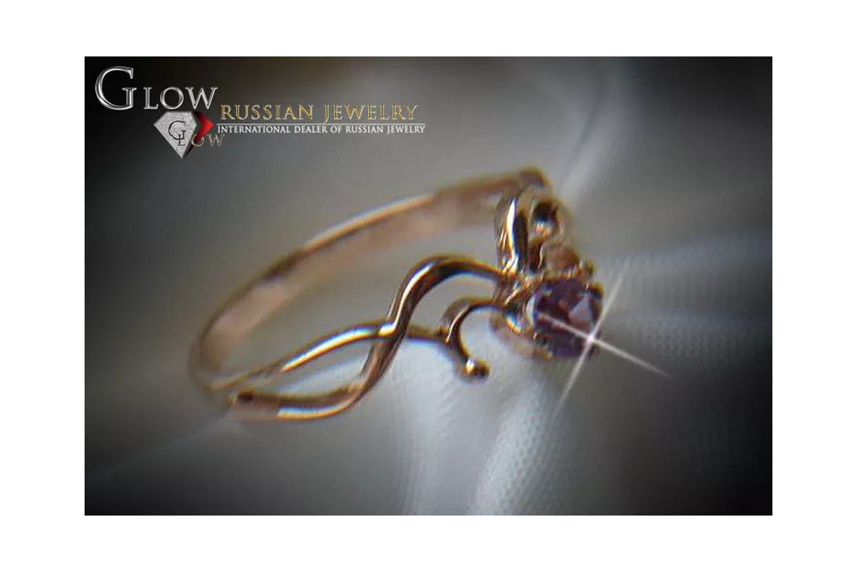 Rosyjska radziecka róża 14k 585 złoto Aleksandryt Rubin Szmaragd Szafirowy pierścionek z cyrkonią vrc018