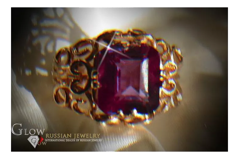 Rosyjska radziecka róża 14k 585 złoto Aleksandryt Rubin szmaragdowy szafirowy pierścionek z cyrkonią vrc021