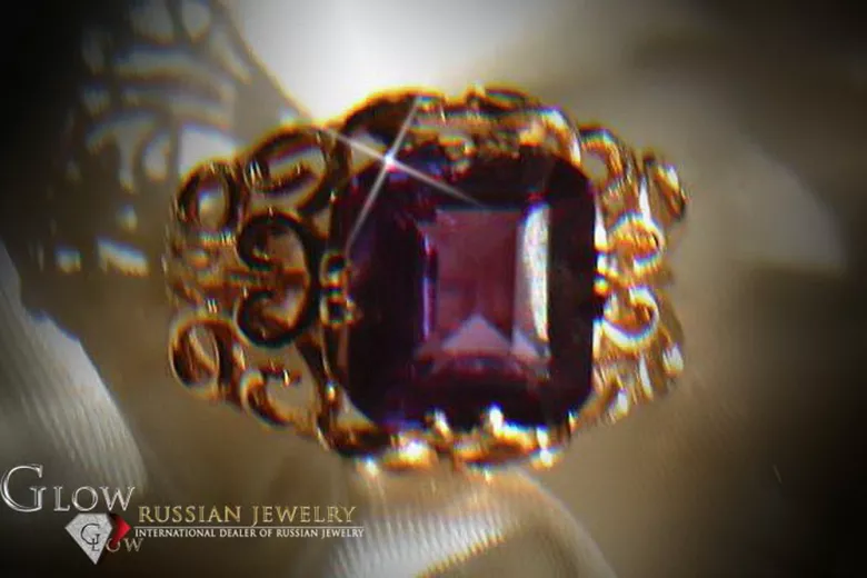 Rosyjska radziecka róża 14k 585 złoto Aleksandryt Rubin szmaragdowy szafirowy pierścionek z cyrkonią vrc021