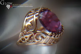Vintage Rose Gold Ring 14K Alexandrite Ruby Emerald Sapphire Zircon 585 vrc024