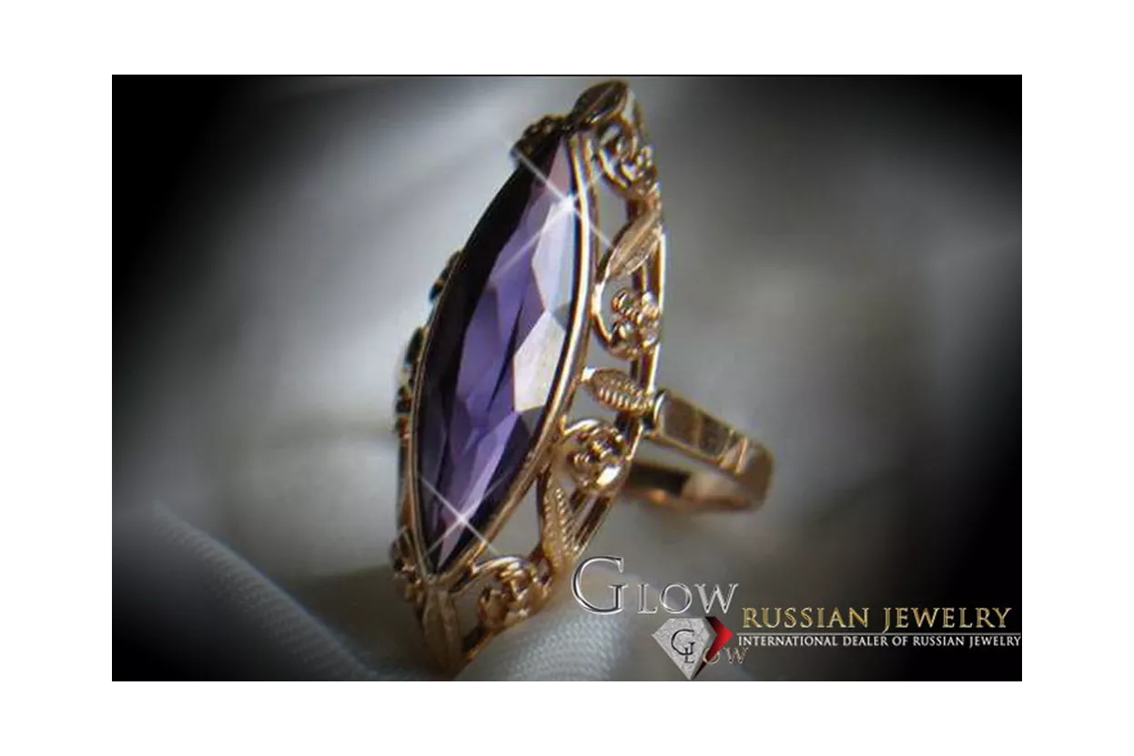 Ruso Soviet rosa 14k 585 oro Alejandrita Rubí Esmeralda Zafiro Zircón anillo vrc036