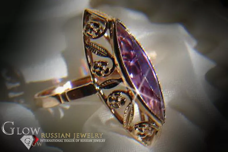 Radziecki 14k 585 złoty Rosyjski pierścionek z różowego złota z Aleksandrytem Rubinem Szafirem Szmaragdem Cyrkonią vrc036